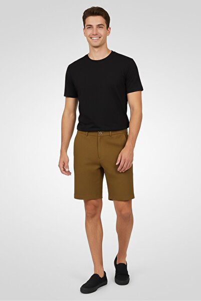 SANDRO Men Regular Fit Solid Chino Shorts, Brown