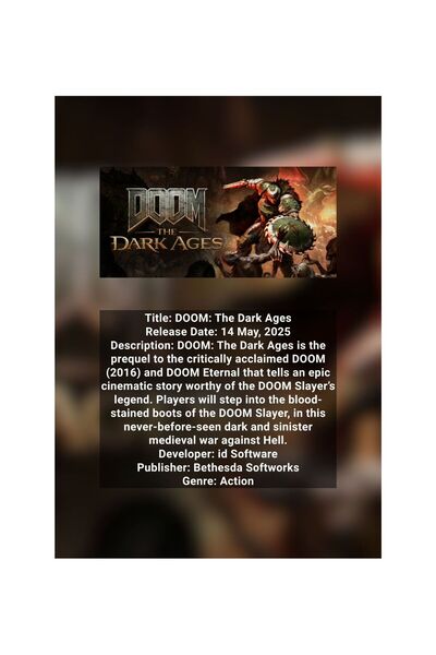 OEM Poster Infografic DOOM: The Dark Ages, Joc Video FPS, Carton Premium 250g...