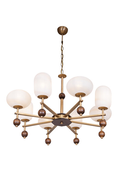 Avonni 1949-8E Eskitme Kaplama Modern Avize E27 Metal Cam H: 80 cm, Ø: 70 cm