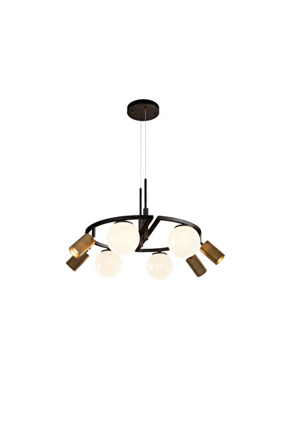 Avonni 1950-8BSY Eskitme/Siyah Boya/Kaplama Modern Avize E27 Metal Cam H: 100...