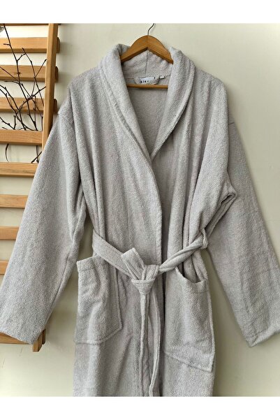 KİRAZHOME %100 Organik Yumuşak Dokulu Bej Unisex Bornoz