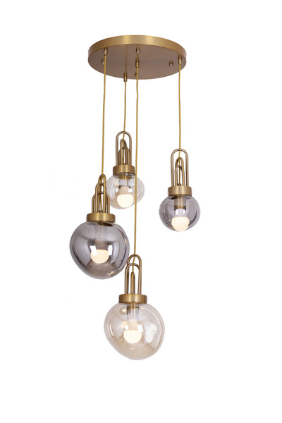 Avonni 1927-4ET Eskitme Kaplama Modern Avize E27 Metal Cam H: 100 cm, Ø: 40 cm