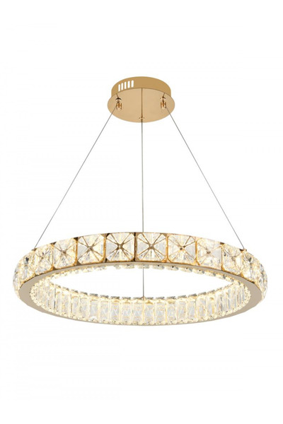Avonni 55008-S50 Sarı Kaplama Klasik Avize LED Metal Kristal H: 90 cm, Ø: 50 cm