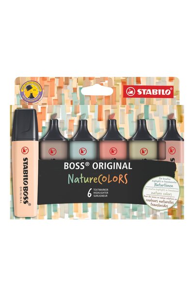 Stabilo BOSS Original NatureCOLORS 6'lı Fosforlu Kalem Seti ( 6 Doğal Renk To...