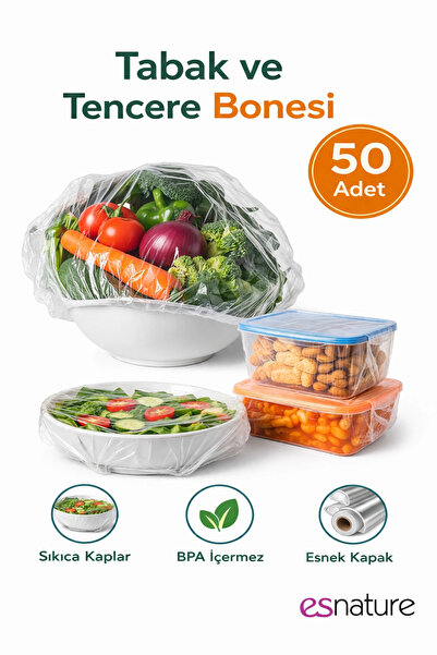 esnature Stretch Elastic Refrigerator Bag Plate Pot Food Storage Cover 50 Pie...