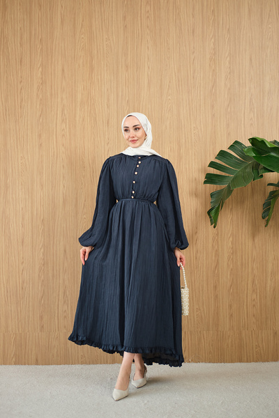 LOCCO Γυναικείο ασύμμετρο φόρεμα με βολάν, δεμένο στη μέση, πλισέ, σε μπλε να...