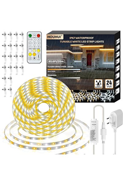 LEDAMIA Λευκή ταινία LED, Αδιάβροχη, IP67, 20 μέτρα, 2700 K - 6500 K, Ρυθμιζό...