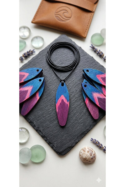 TUTU DESİGN Natural Wooden Surf Necklace – Handmade Minimalist Surfboard Pend...