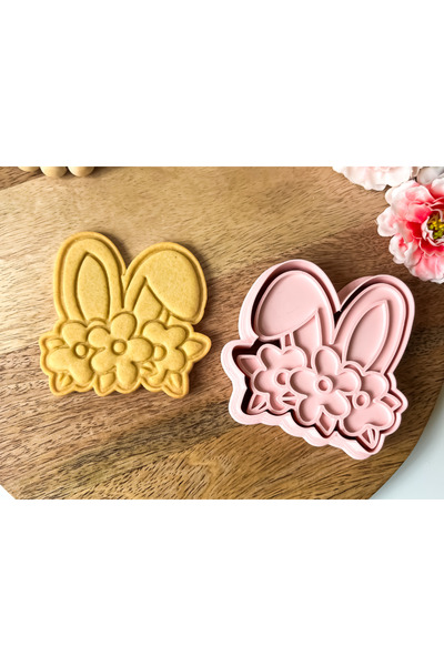 Onflow Cute Bunny Ears Cookie Mold and Stamp