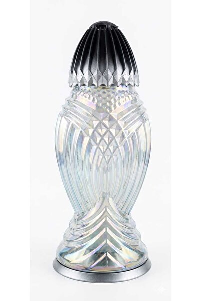 OEM Large decorative glass candle, rainbow effect with silver elements, 39.5 cm