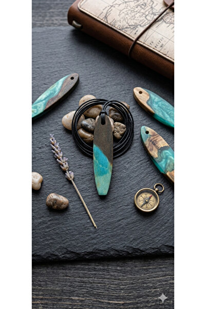 TUTU DESİGN Natural Wooden Surf Necklace – Handmade Minimalist Surfboard Pend...