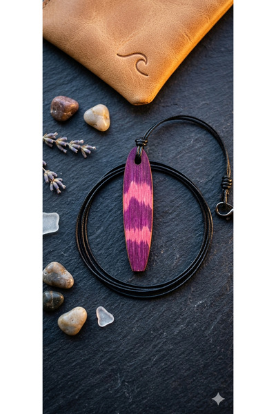 TUTU DESİGN Natural Wooden Surf Necklace – Handmade Minimalist Surfboard Pend...