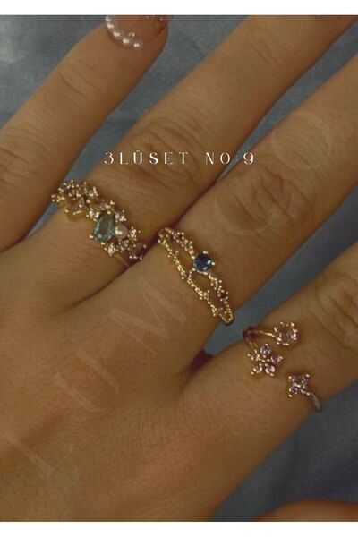 LUMİCOTAKI طقم خواتم من الفولاذ المقاوم للصدأ مرصع بحجر الزركون |   علبة هدايا