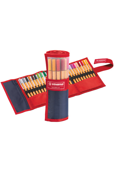 Stabilo Point 88 Fine Tip Marker Pen 25 Colors Set with Roll Bag