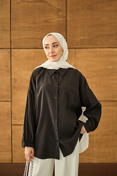 LOCCO Women's Belted Waist Tie Shirt Black