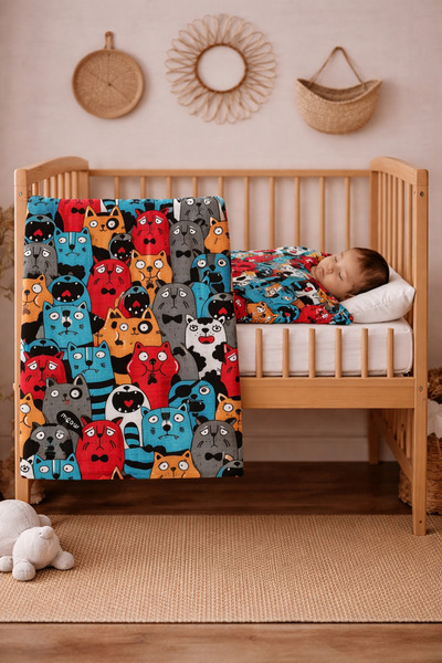 KAİBAL Müslin bebek örtüsü seti 120x120 ve 70x70 2’li set %100 pamuk