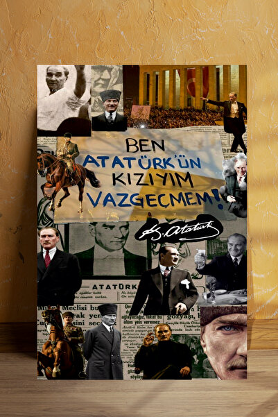 Atatürk özel kolaj kanvas tablo
