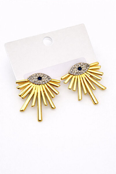 DEMOKAN Women's Earrings Premium Full Zircon Eye Metal Bar Detail Tarnish Res...