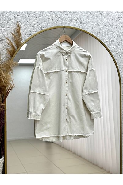 MİHRA STORE Πουκάμισο Sumru Robası με φούντες στα μανίκια - KT5595 Stone