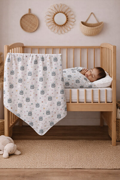 Müslin bebek örtüsü seti 120x120 ve 70x70 %100 pamuk