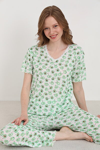 ELİTOL Jacquard Viscose Lace Women's Pajama Set