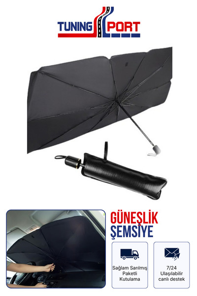 TuningPort Ön Cam Şemsiye Tip Güneşlik Katlanır Pratik Araç Gölgelik
