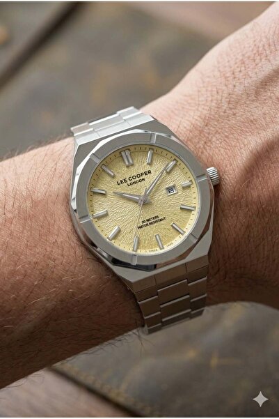 Lee Cooper Silver Color Men's Wristwatch |   45mm Steel Case, Silver Steel Ba...