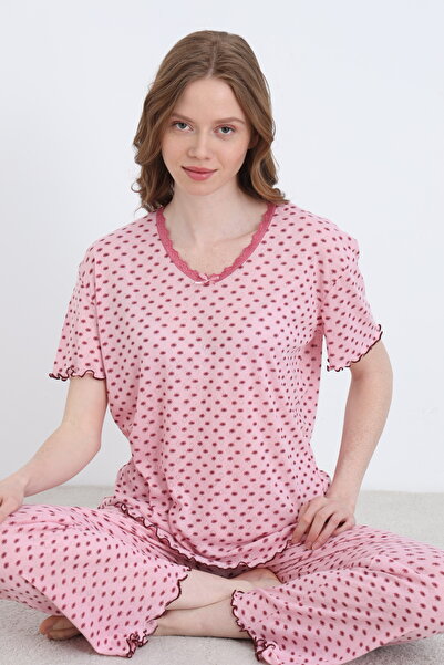 ELİTOL Jacquard Viscose Lace Women's Pajama Set