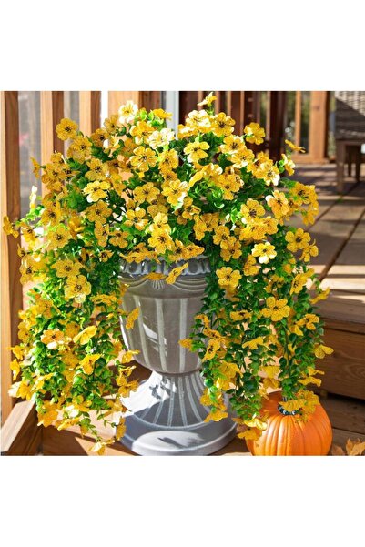 Nettenevime Yapay Çiçek Sarı Sarkan Mineli Okaliptus Şimşir Yapay Sarmaşık 5d...