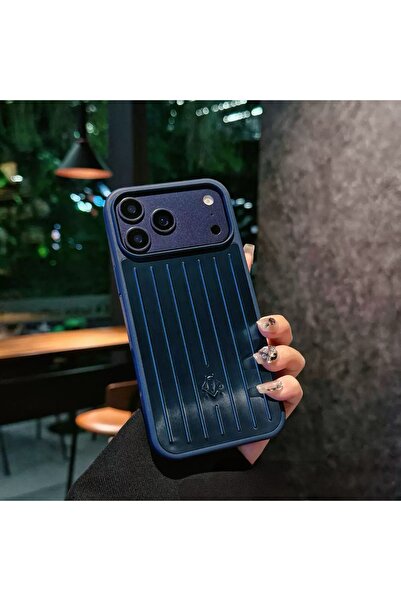 HYPERSOFT Iphone 17 (6.3 inç) Uyumlu Çizgili Valiz Desenli Alüminyum Lux Tele...