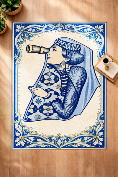 Rugs Modern Halı SDT Vintage Çini Desenli Kadın Figürlü Temalı Dokuma Taban M...