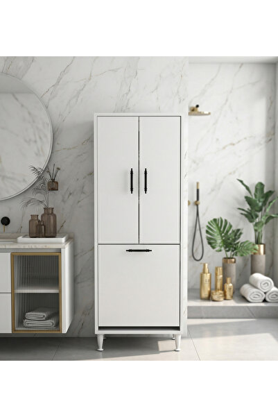 MEBELLİFE ELVORA KİRLİ ÇAMAŞIR SEPETLİ + 2 KAPAKLI ÇOK AMAÇLI DOLAP