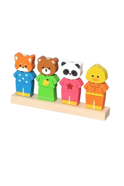 OEM Set de constructie din lemn cu animale de imbracat, inspirat de metoda Montessori