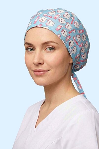 Viridi Medical Fashion MAVİ DİŞ DESEN CERRAHİ BÜYÜK KLASİK BONE