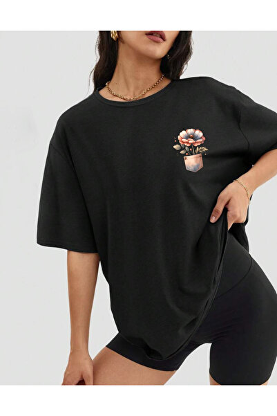 SUNFREE Tricou de damă din bumbac, cu mânecă scurtă, cu decolteu rotund, impr...