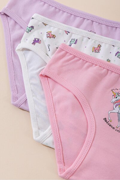 BAYKAR Girl's Cotton Colorful Printed Bikini Panties 3 Pack 5712 Colorful