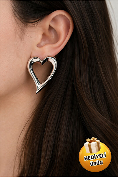 Piercing Market Steel & Silver Silver Color Special Design Gift Double Heart ...