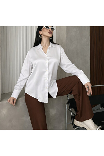 DİMA Women's Long Sleeve Satin Shirt