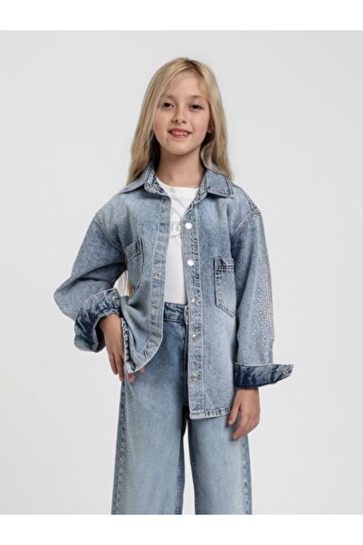 Escabel Denim Shirt with Spliced Stone Detail on the Sleeves