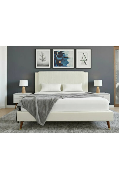 MarketMob Pat Lyra 180x200 cm Tapitat Catifea Crem Somiera Inclusa ML 2432