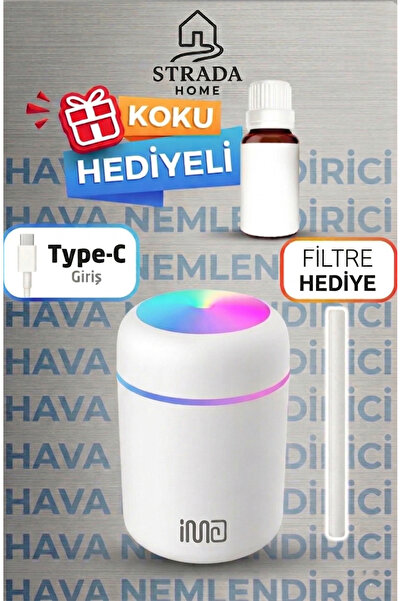Humidifier Beyaz 300 ml Ulrasonik Ledli Hava Nemlendirici Buhar Makinesi Ve O...