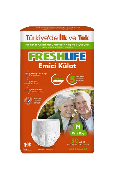 Freshlife YETİŞKİN KÜLOTLU HASTA BEZİ M BEDEN EMİCİ KÜLOT ULTRA LÜX SIZDIRMAZ