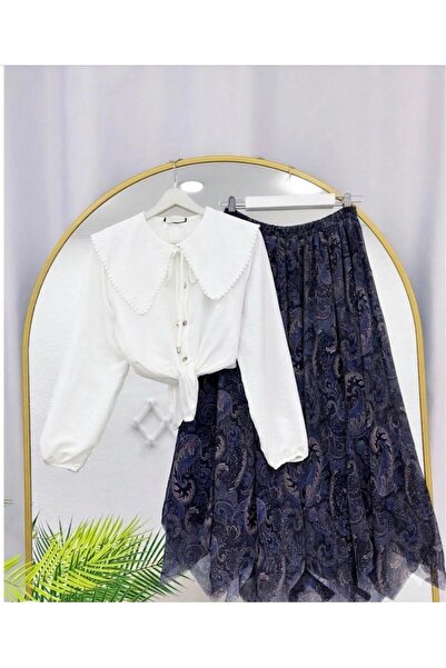 modasindoma Women's White Shirt with Tulle Skirt