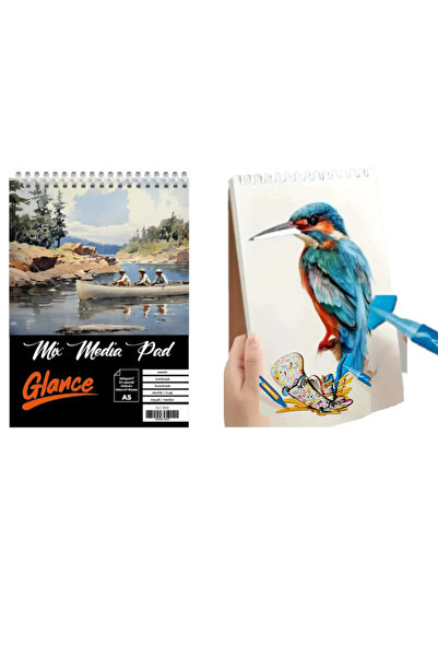 GLANCE A5 200 Gr Media Pad 20 Yp Giotto Turbo Pro Felt-Tip Pens, Double-Ended, Assorted Primary Colors, 15 Pcs