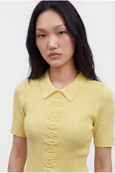 KENZA'A TRİKO Polo Collar Ribbed Blouse