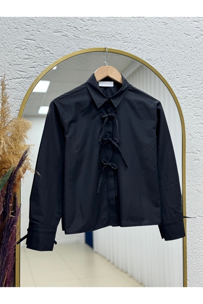 MİHRA STORE Lidya Κοντό Πουκάμισο με Λεπτομέρεια στο Μπροστινό Μέρος-BN4382 Μ...