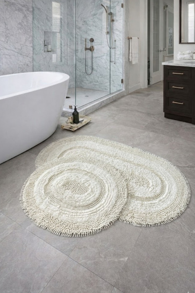 Modernsoft Macorina Krem Yumuşak Yüzeyli Kaymaz ve Pamuk Tabanlı Modern Banyo...