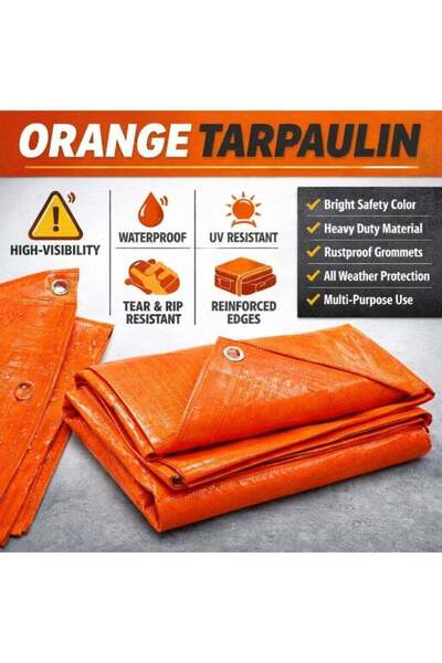 Generic Orange Tarpaulin Heavy Duty Waterproof – High Visibility UV Resistant...