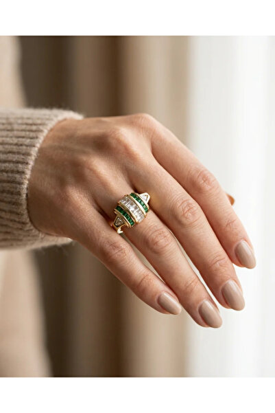 Dorvina خاتم نسائي عتيق الطراز من الفولاذ 316L بلون ذهبي مع حجر الزركون وتفاص...