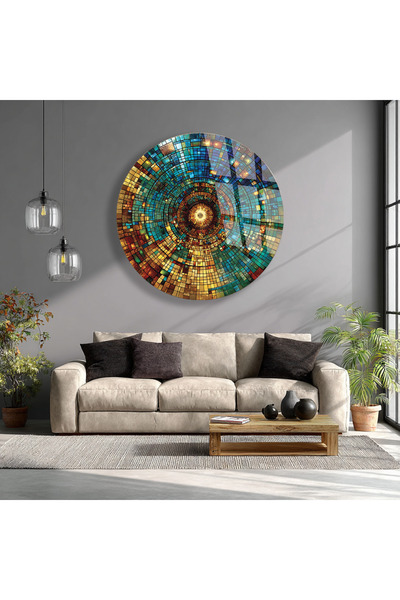 TAULART PLACĂ DE STICLĂ ROTUNDĂ INFRICOȘĂTOARE DE RUPTURĂ - DESIGN ARTISTIC A...